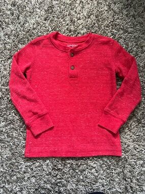 Red Long-Sleeve Waffle Tee for Kids